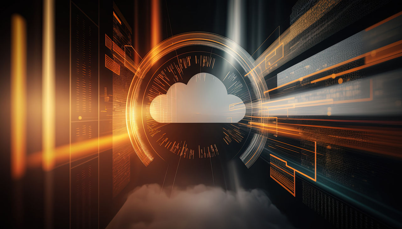 illustration concept of cloud computing service for future, data storage, computing power without direct active that could manage by user, Generative Ai